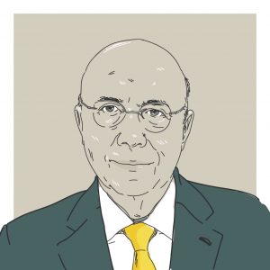 Ilustração digital do candidato a presidência Henrique Meirelles